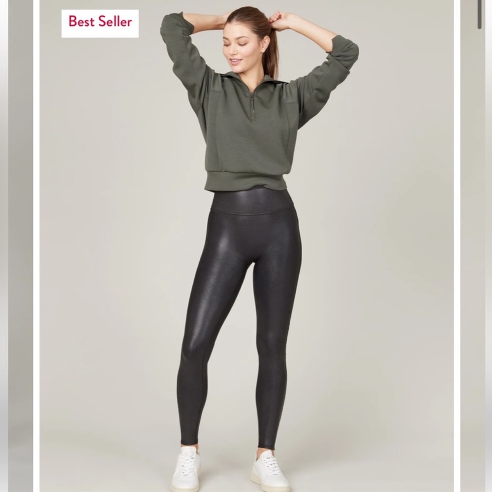 Spanx Faux Leather Leggings. Size L petite.